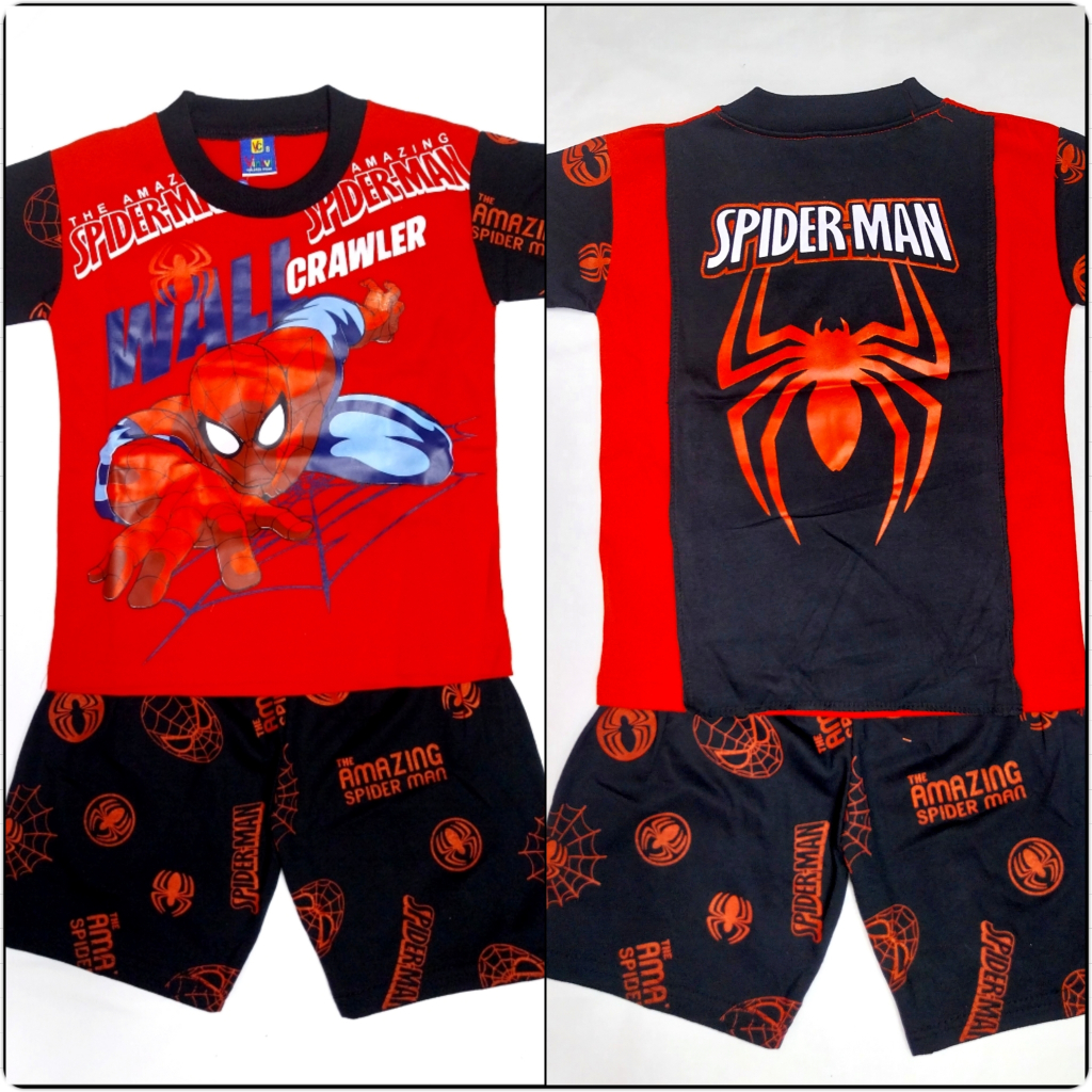 Baju Setelan Anak Laki Laki spiderman sayap WARNA