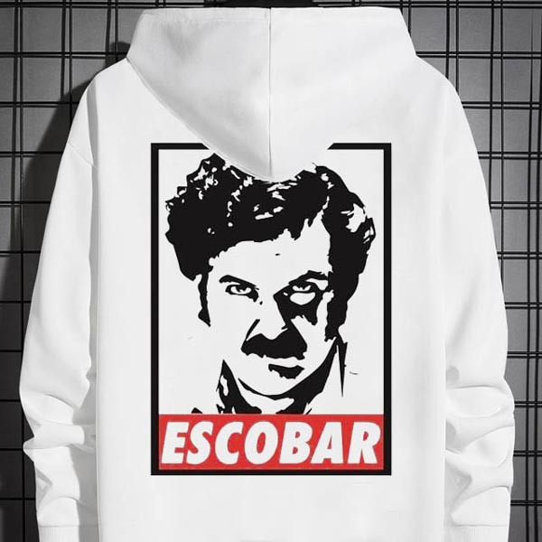 Pablo Escobar Hoodie Bahan Cotton Fleece | Pullover & Zipper Hoodie White