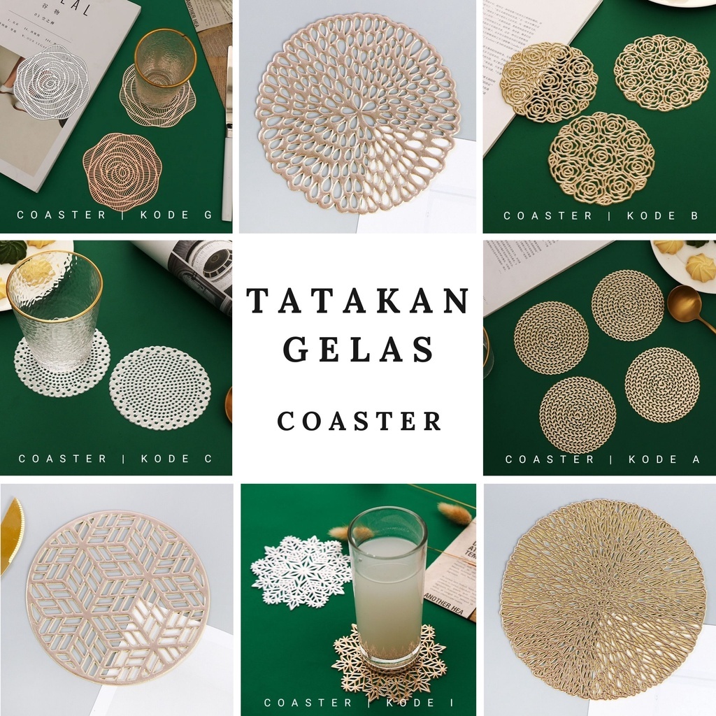 Tatakan Gelas PVC Berbagai Motif / Tatakan Gelas PVC / Tatakan Gelas Aestetik / Tatakan Gelas Mewah 