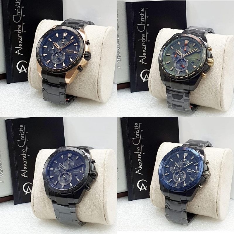 Alexandre Christie 6652 jam Tangan Pria Analog Stainless steel Original
