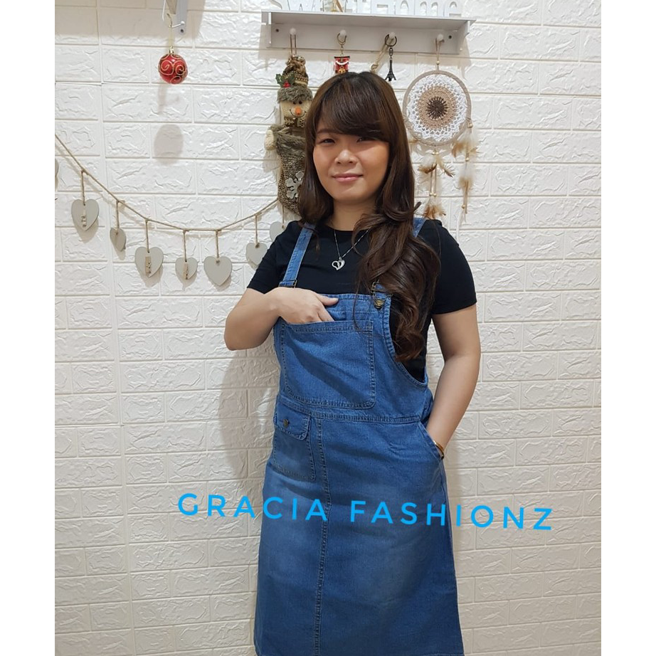 ➺➩⋆❀ DRESS JEANS WANITA MIDI OVERALL 2 SAKU