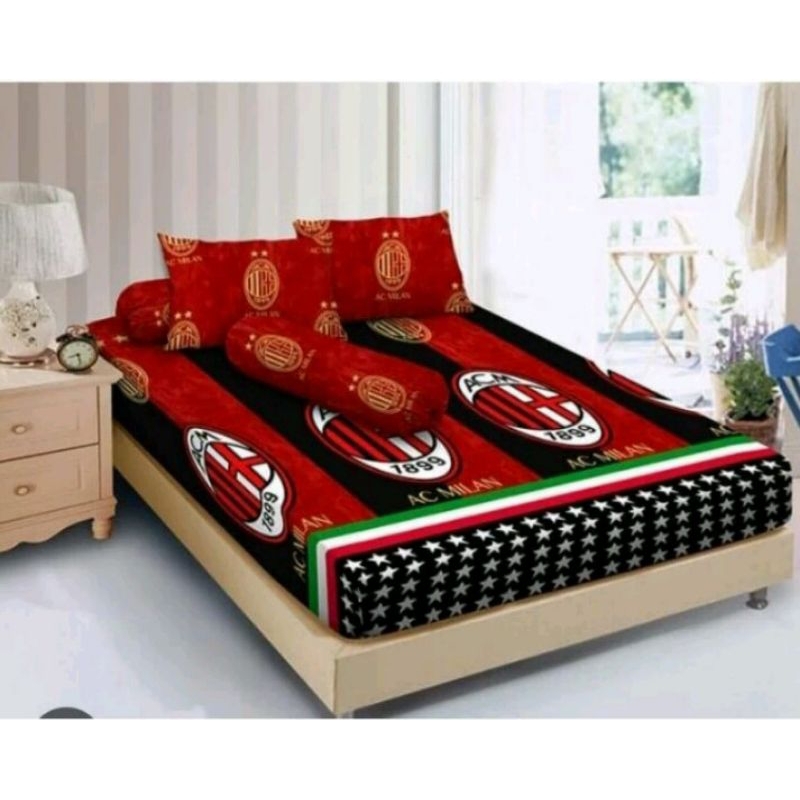 SARUNG KASUR BUSA MOTIF AC MILAN UKURAN 90X200.180X200.120X200