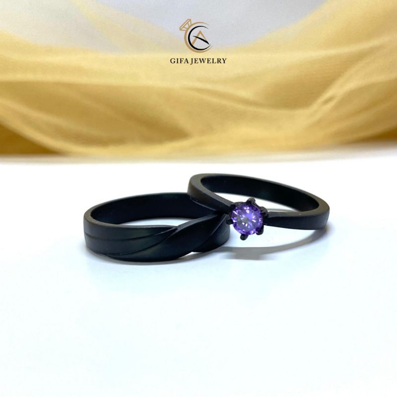 Cincin Kawin Nikah Hitam Pekat Cincin Couple Emas Dan Perak