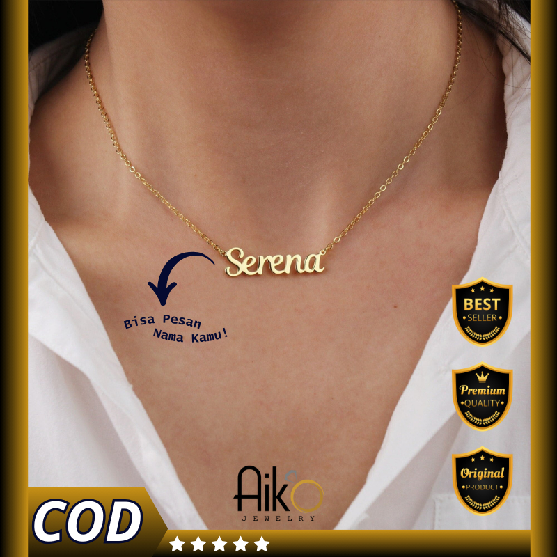 Kalung Nama Wanita - Custom Kalung Nama Berlapis Emas Model Mini Serena