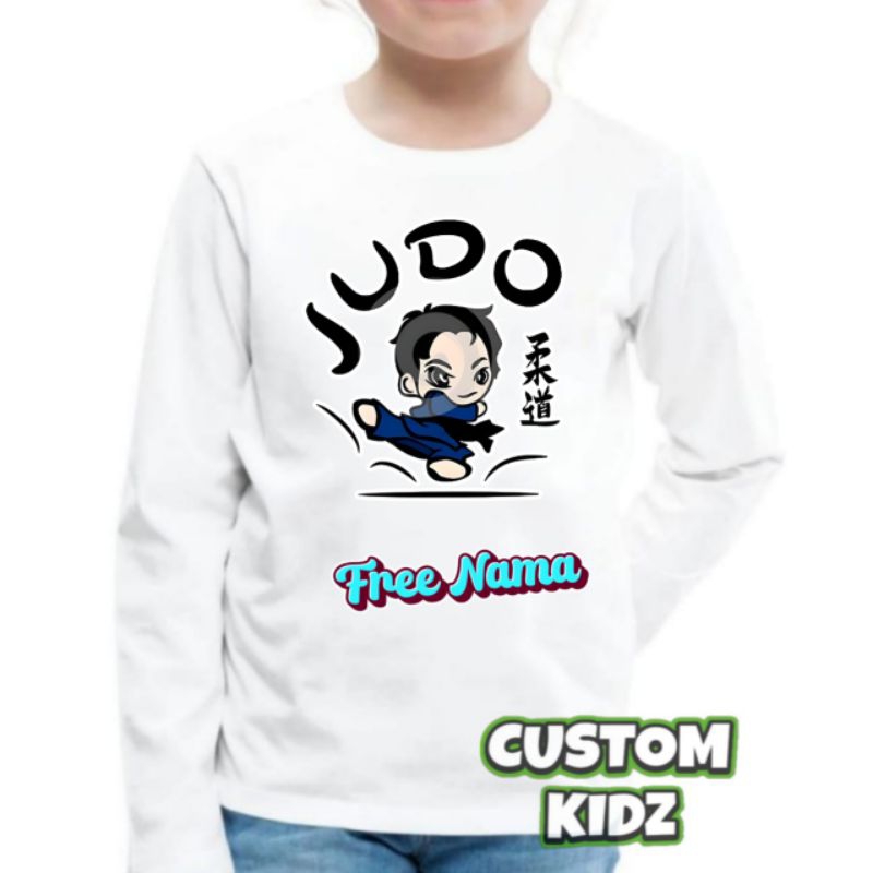 Baju atasan kaos anak judo lengan panjang free nama