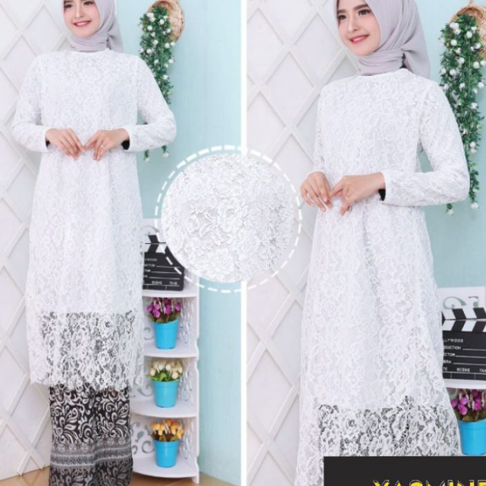 FZDX6956 STAR Set kebaya tunik  brukat modern / kebaya modern / kebaya brukat / kebaya putih