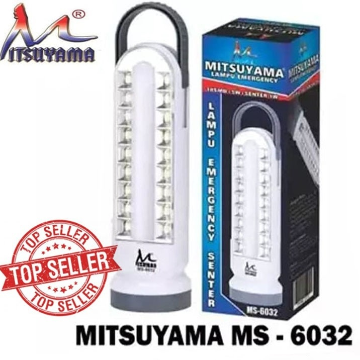 LAMPU EMERGENCY 18 LED + 5Watt + Senter 1Watt Mitsuyama MS-6032 Senter Tangan dan Lampu Darurat Cas 