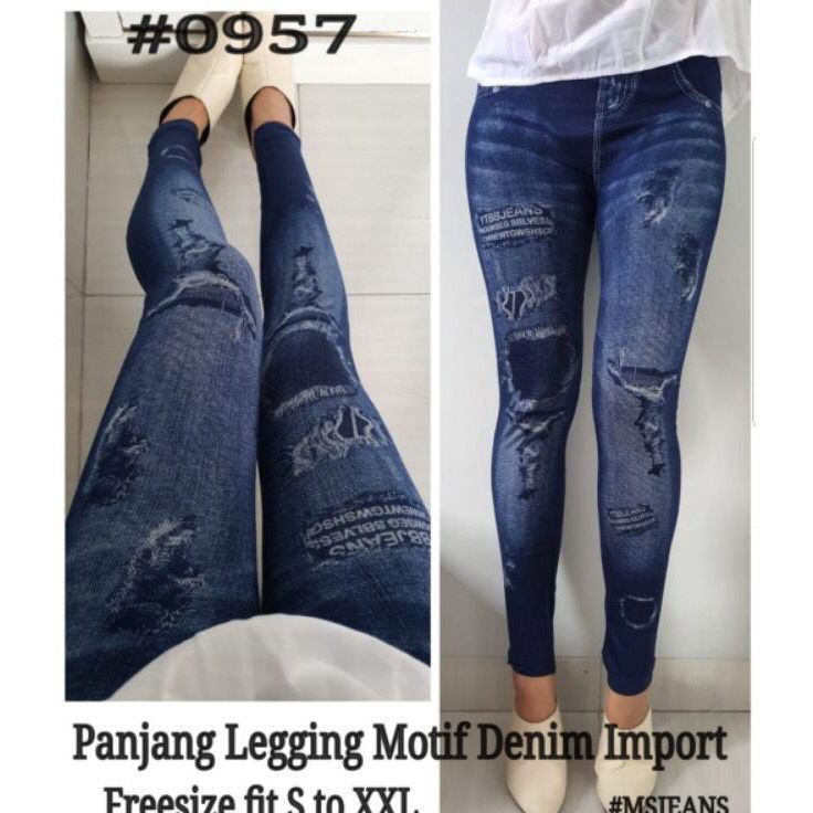 Terkini LEGGING JEANS IMPORT FIT TO 80KG / LEGING DENIM WANITA / LEJING JEANS MOTIF ➭➱✥❄