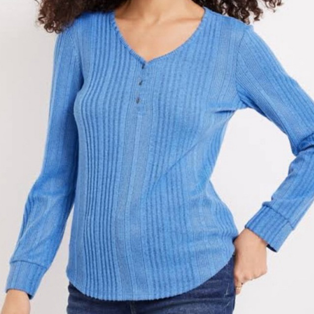 Maurices Blue Buttoned Up Ribbed Knit Sweater