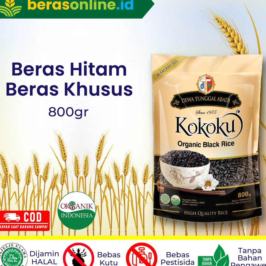 

Terlaris Beras Online - Beras Diabetes Beras Hitam Organik Kokoku 800gr Ready