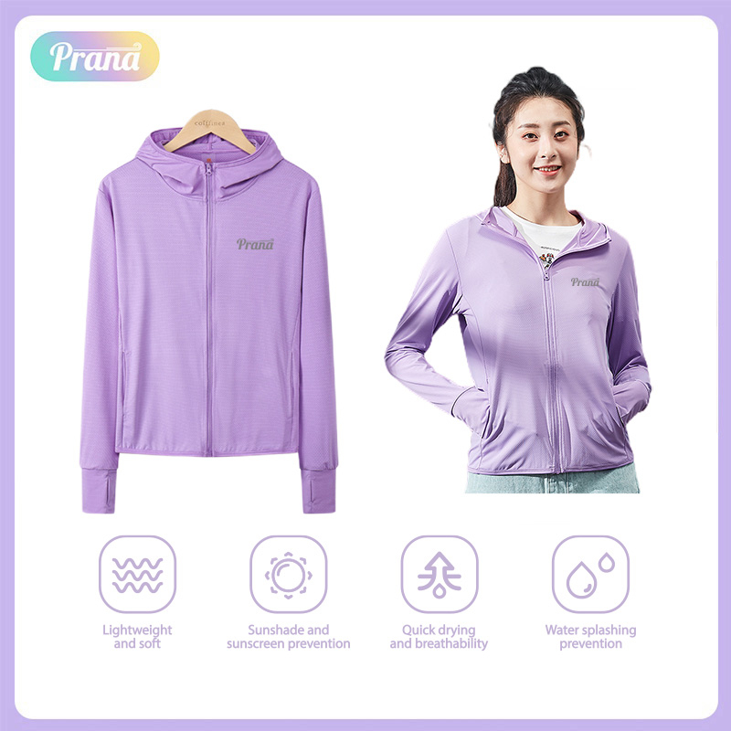 PRANA Jaket Pelindung Matahari Sutra UltraTipis dengan UPF50 pakaian breathable dengan UV PN-FAB5064