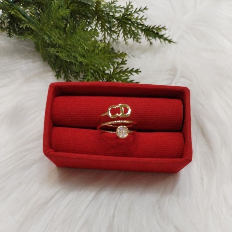 Cincin 8k cincin wanita mewah simple CD mata putih