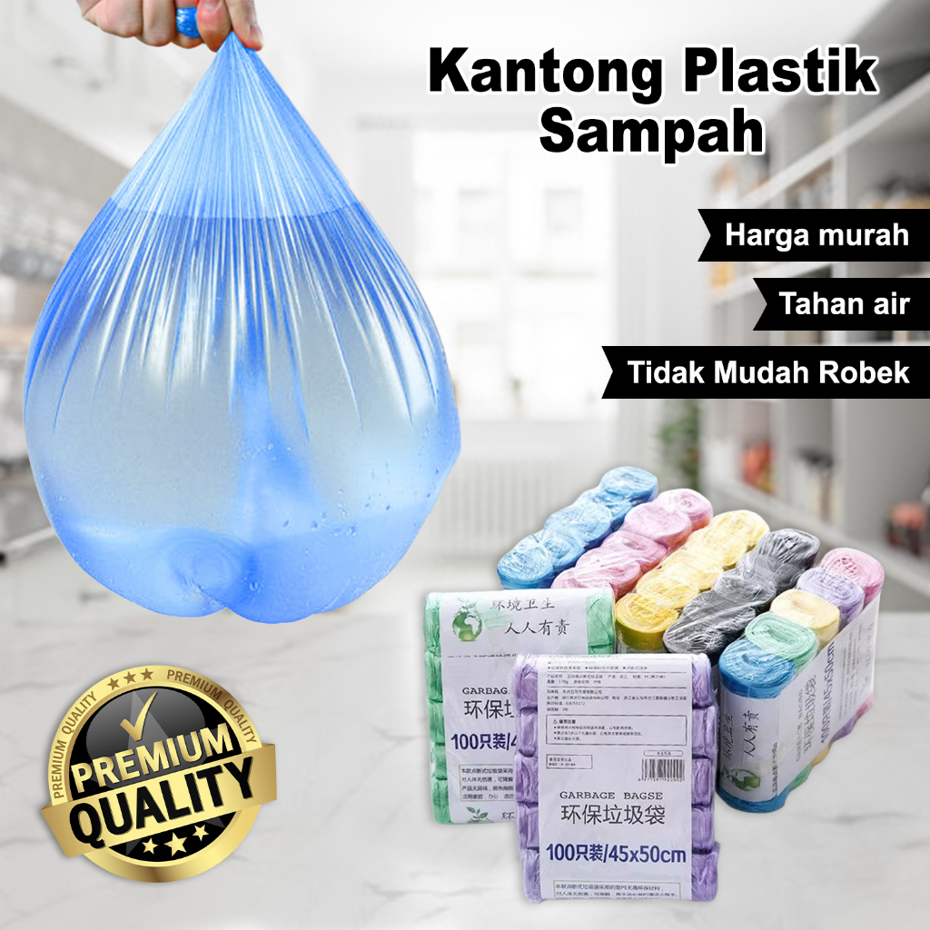 Plastik Sampah Kantong Sampah Bening Plastik Kresek Warna Warni 20PCS Bahan HDP + MPE Tipis & Kuat U