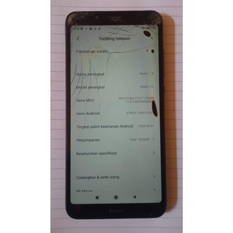 Xiaomi Redmi 7a mesin normal lcd touchscreen retak baterai batre ada