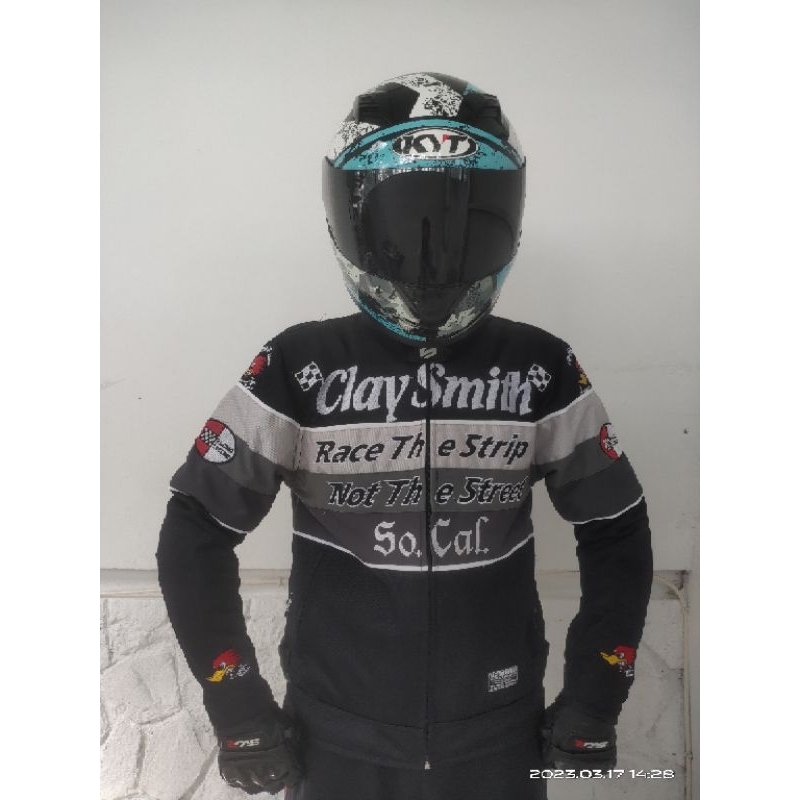 Jaket Motor Touring Pria Clay Smith Original Bahan Cordura Tebal Full protektor