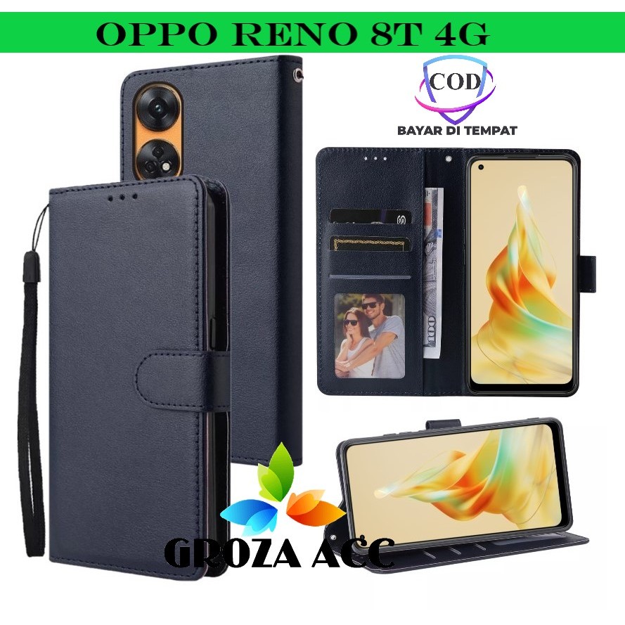 Flip Case OPPO RENO 8T 4G Case Wallet Kulit Casing Dompet Case Wallet Leather Flip Case OPPO RENO 8T