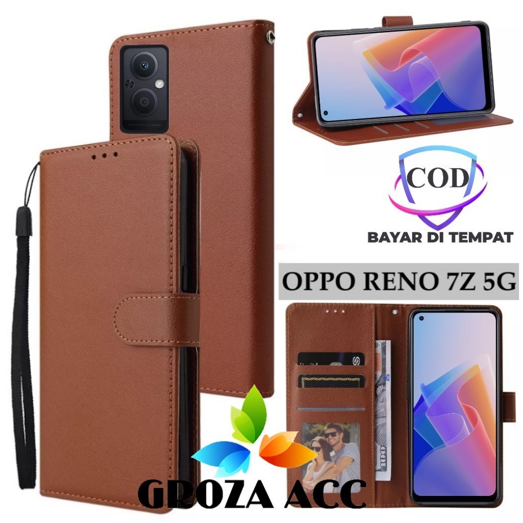 Flip Case OPPO RENO 7Z 5G Case Wallet Kulit Casing Dompet Case Wallet Leather Flip Case OPPO RENO 7Z