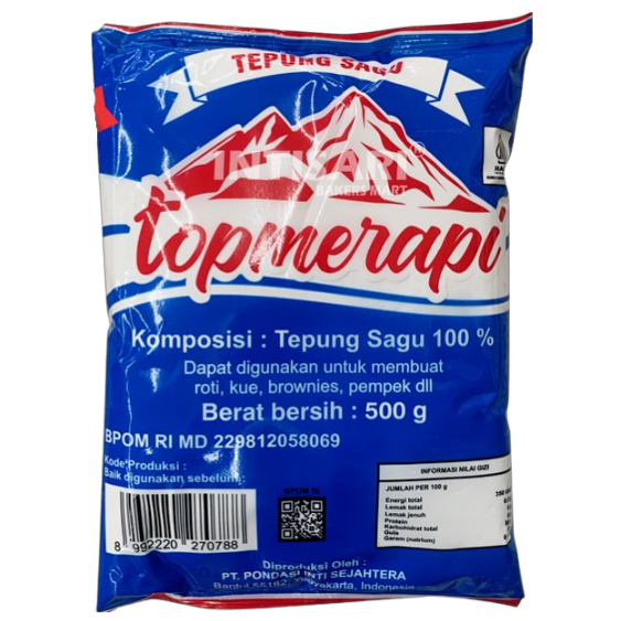 

[Biru] Topmerapi Tepung Sagu 500gr untuk Top Merapi Roti, Kue, Brownies, Pempek