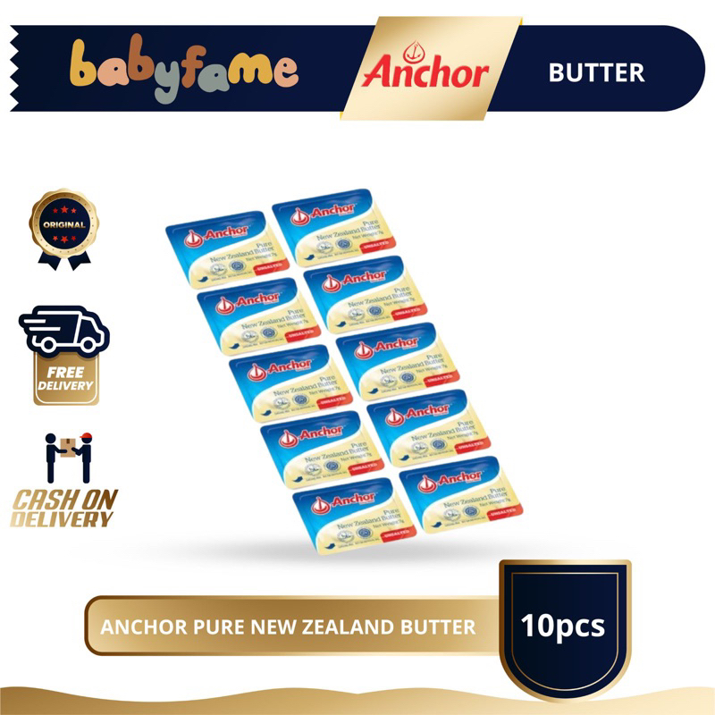 

ANCHOR SALTED & UNSALTED BUTTER ISI 10 | (BARANG BERESIKO LELEH & BOCOR)