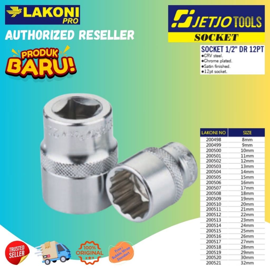 GJ Jetjo Tools Lakoni Pro Mata Kunci Sok Socket 1/2" DR 12 PT