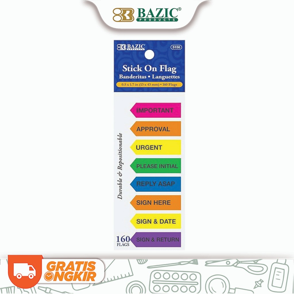 

Bazic Stick On Flag Printed Arrow - Index & Mark Penanda Halaman