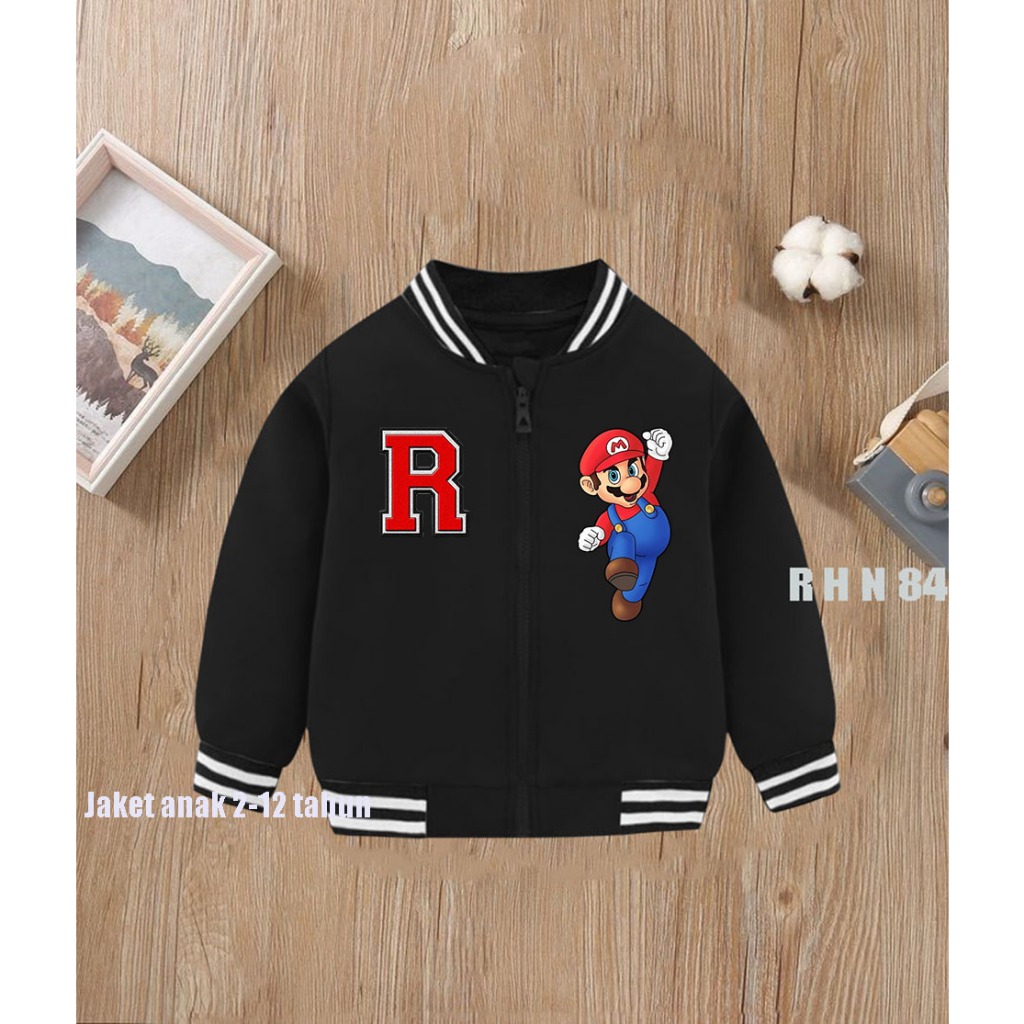 Jaket Sweater Bomber Anak Laki Laki Perempuan Usia 2 3 4 5 6 7 8 9 10 11 12 tahun / Sweater bomber a