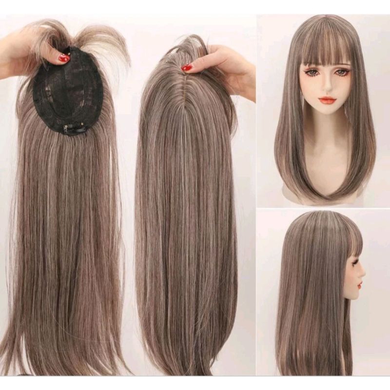 touppe wig penutup botak wanita sintetis