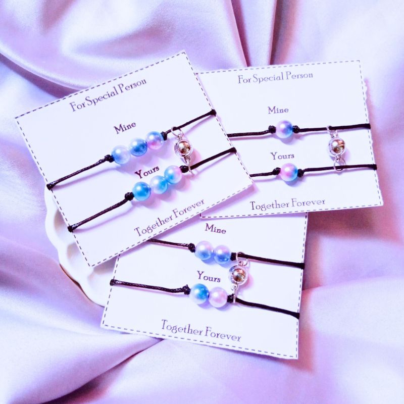 ( Beerrysaa ) PEARL RAINBOW | Gelang mutiara warna-warni | Satuan / sepasang couple magnet | gelang 