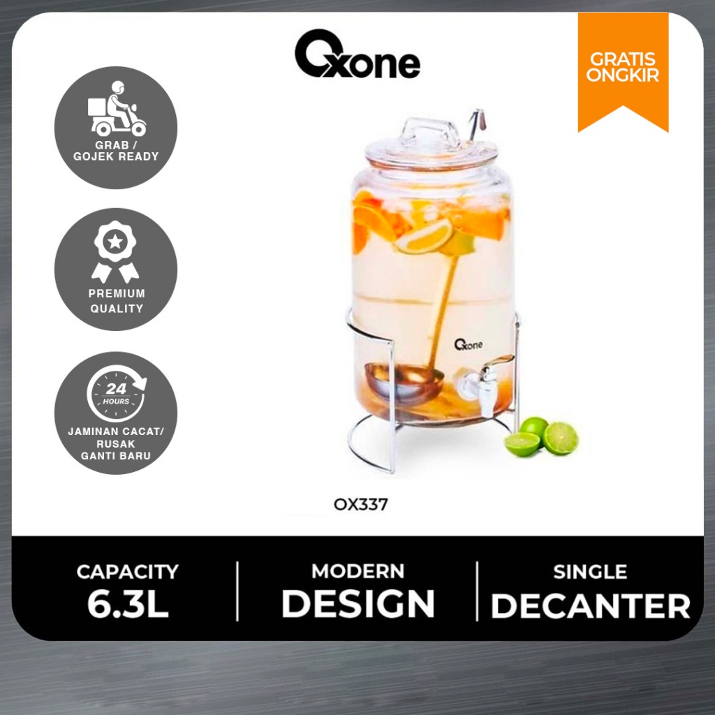 Oxone OX337 Decanter Wadah Toples Air 6.3 L  High Quality Glass