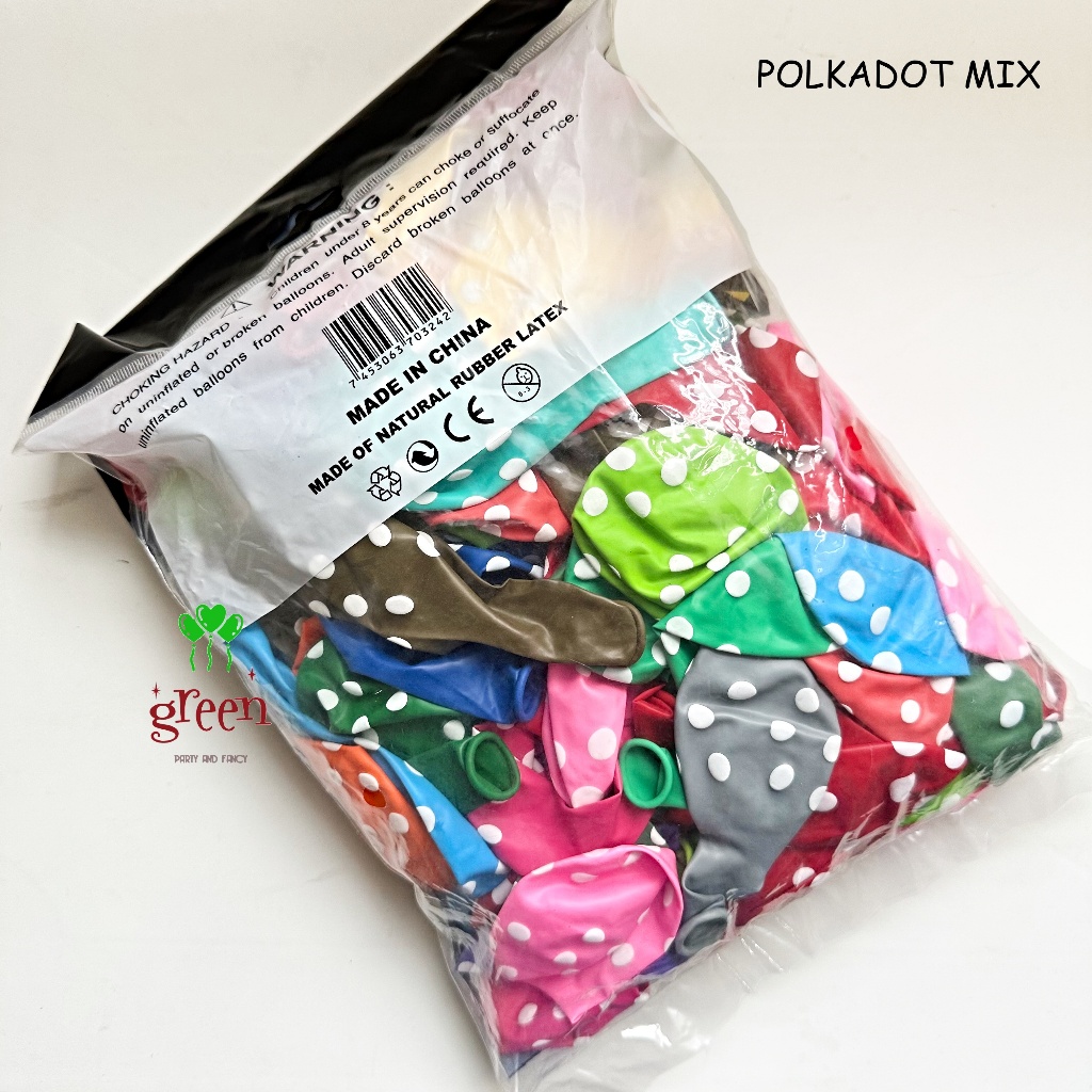 [100 pcs] Balon polkadot Balon 12 inch polkadot Balon mix polkadot 1 pack isi 100 pcs