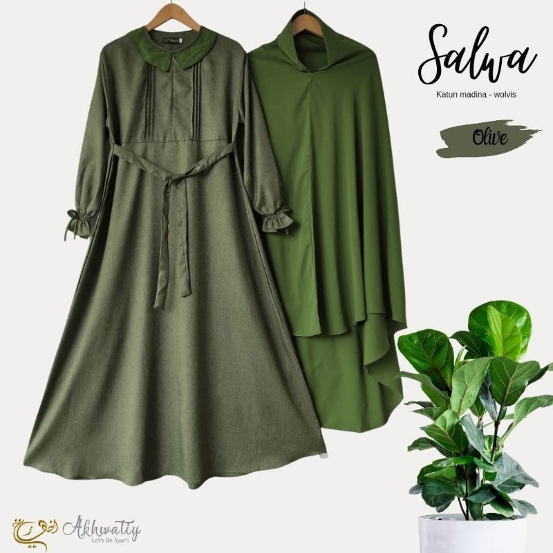 Set gamis salwa katun madina wolvis akhwatiy