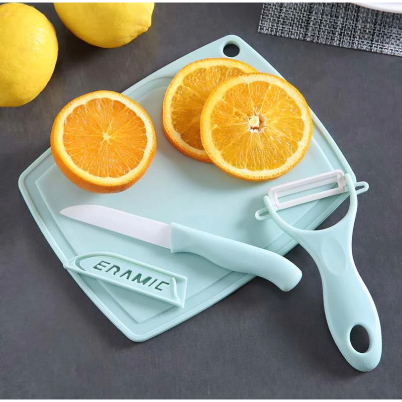 PISAU SET KERAMIK 3IN1 TALENAN PEELER BUAH ceramic fruit Knife Alat Dapur Kupas Sayur Kitchen