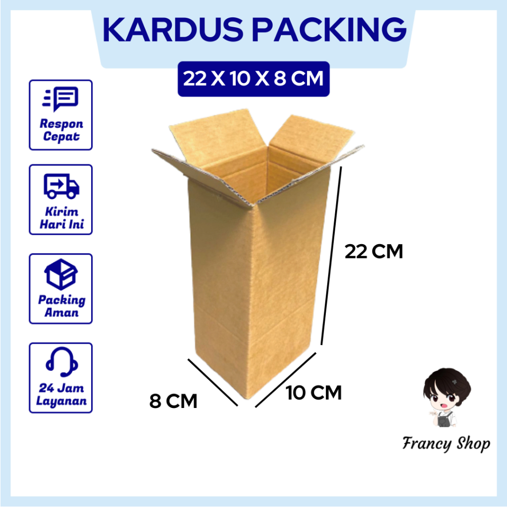 

Paket Murah Kardus ukuran 22x10x8 cm Kotak Packing Polos x24 Pcs