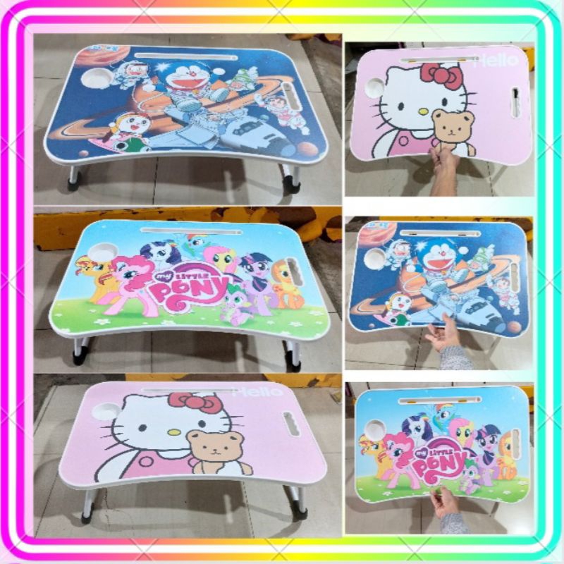 Meja Belajar Anak Laptop Leptop Mengaji Lipat Portable Aestetich Minimalis Bahan Bagus MDF Dengan Du