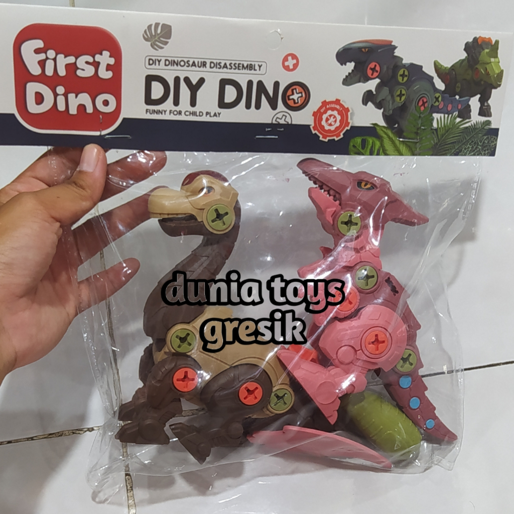 DIY Dino Bongkar Pasang 2 Pcs 1199 G2 | Mainan Bongkar Pasang Dinosaurus Kemasan Kantong Set Obeng I