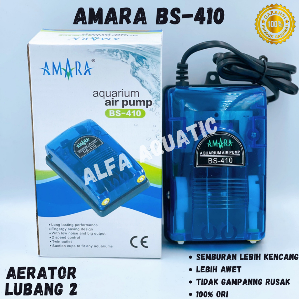 AMARA BS 410 -  Mesin Aerator 2 lubang / Pompa Udara / Air pump 100% Original