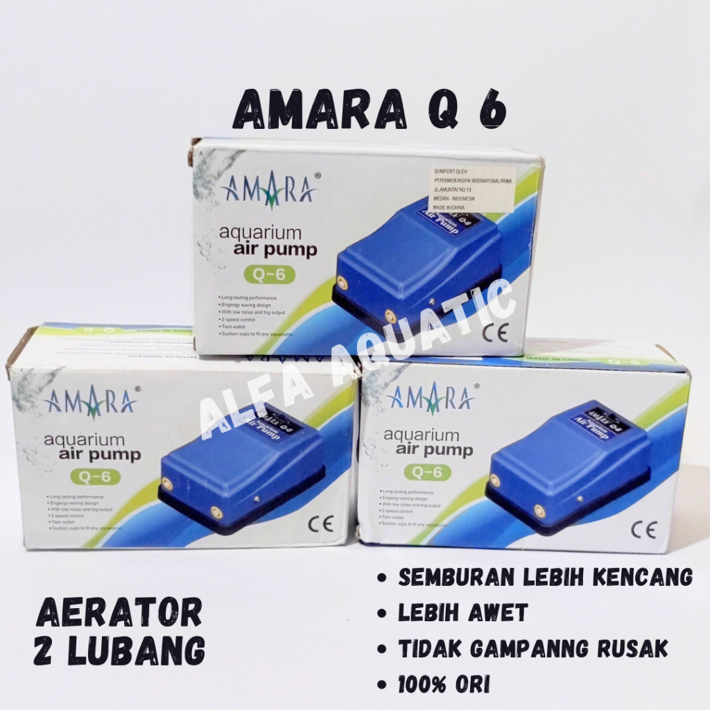 AMARA Q6 -  Mesin Aerator 2 lubang / Pompa Udara / Air pump 100% Original