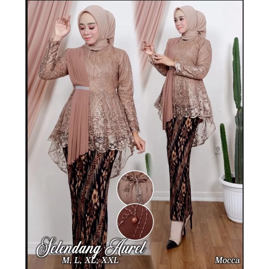 FLASH SALE Setelan Kebaya Aurora Selendang Aurel//Kebaya Blouse Selendang Aurel//Model Kebaya Terlar