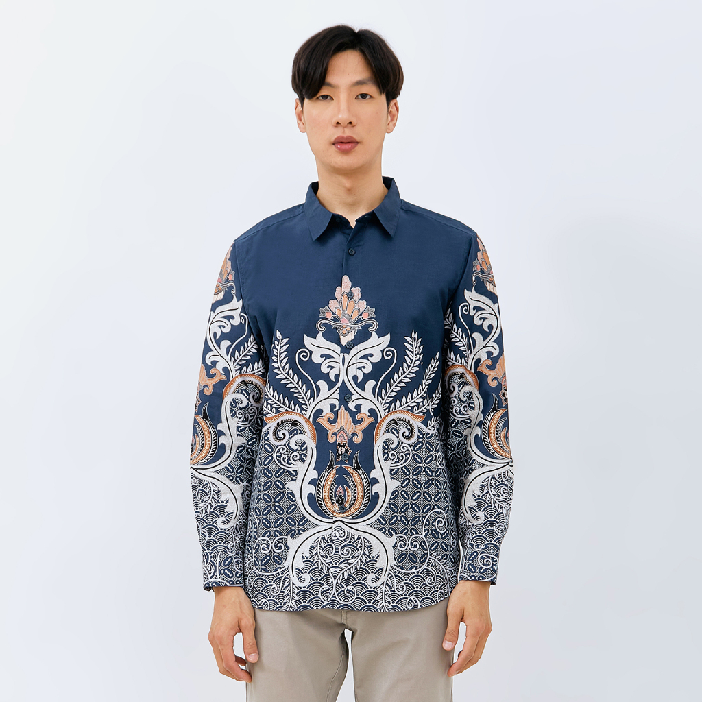 M231 Kemeja Pria Batik Panjang Navy 3141A