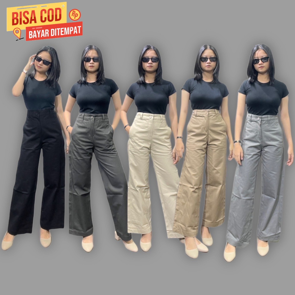 Kulot Highwaist Celana Kulot Wanita Bahan Katun Twill Non Stretch Premium Loose Pants