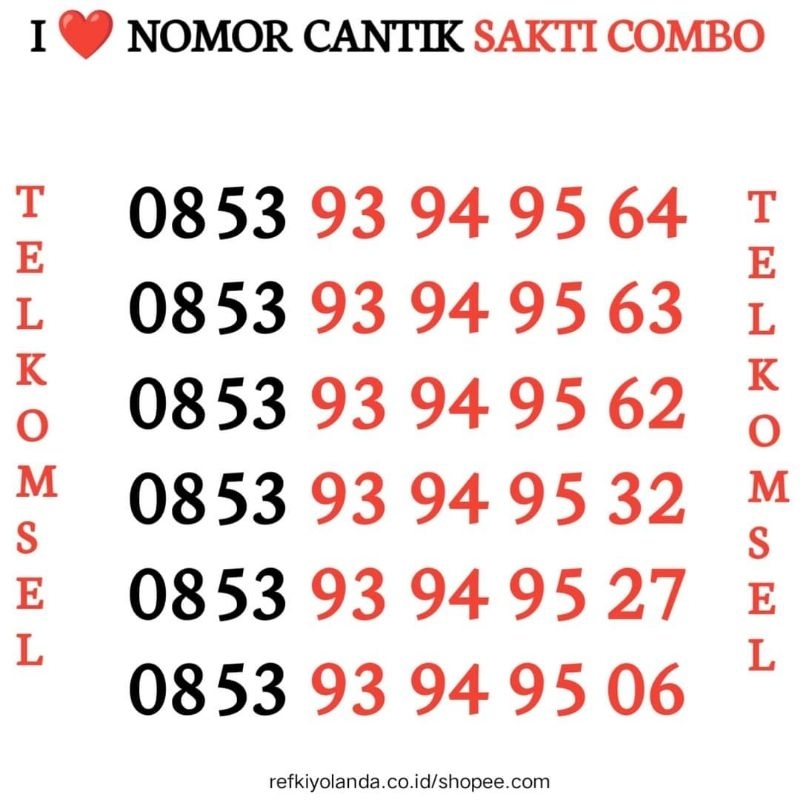 NOMOR CANTIK SAKTI 0853 939495 xx