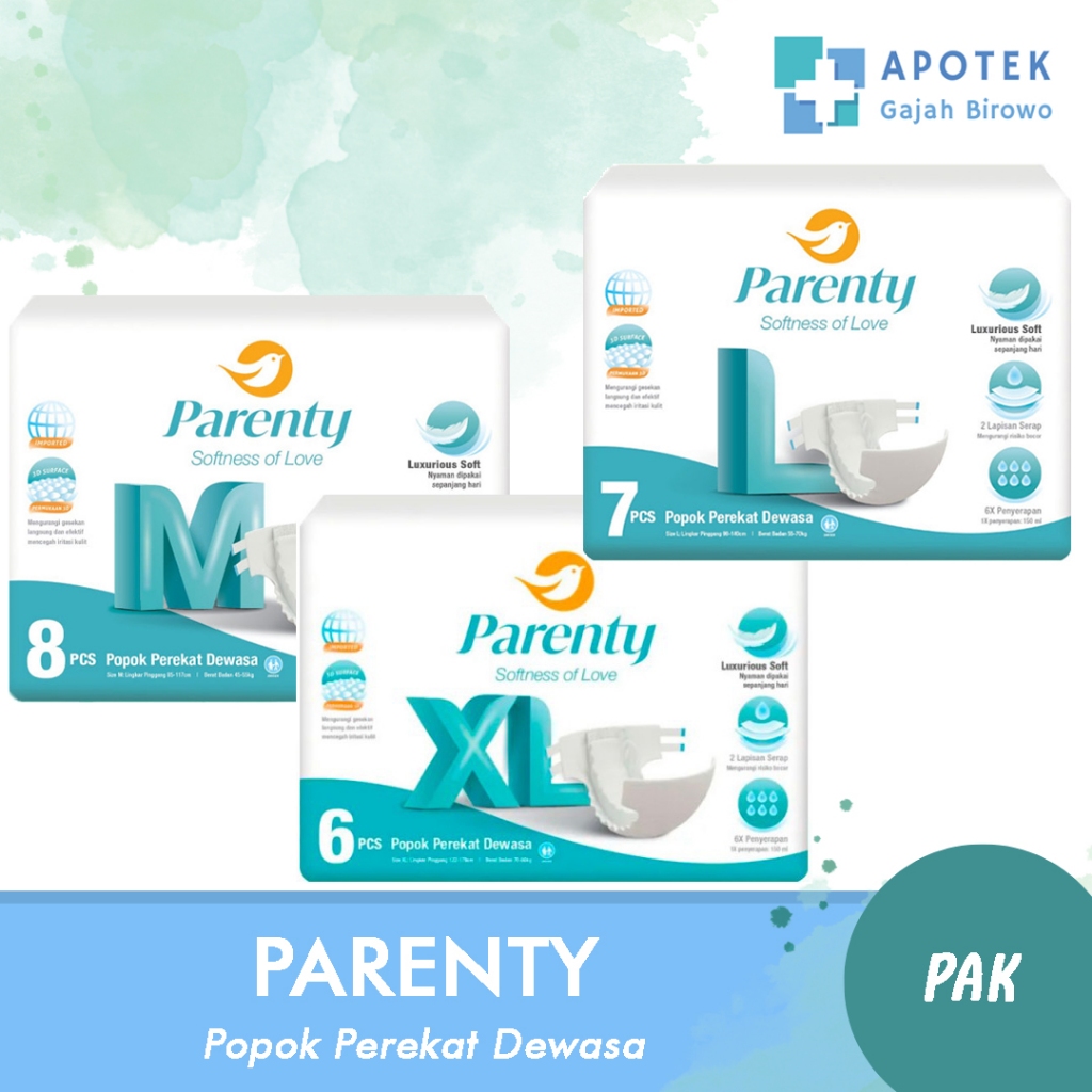 [ECER] PARENTY Adult Diapers Pampers Popok Dewasa Type Perekat Size M/L/XL