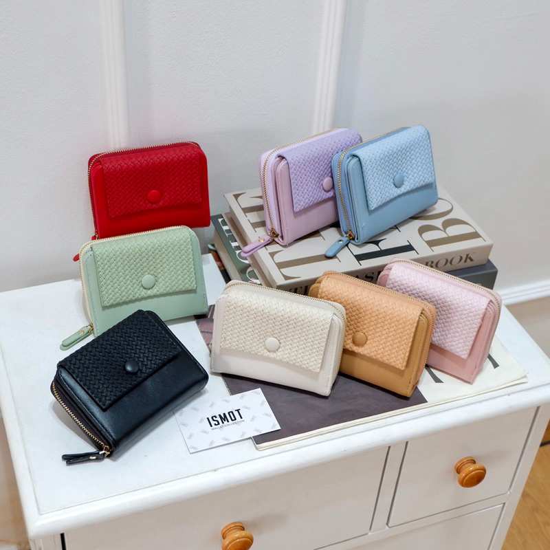 ISMOT Ginny - Dompet Wanita Fashion Import - Wallet Rajut Premium Pendek Lipat Kancing