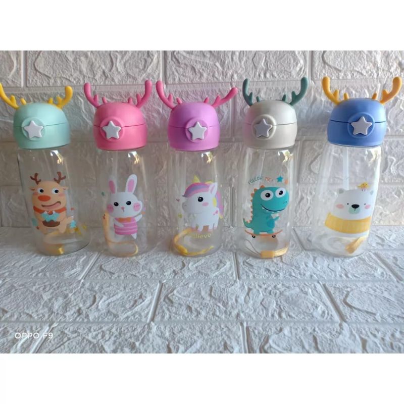 BOTOL MINUM VIRAL RUSA TALI/BOTOL MINUM SEDOTAN ANAK , 700ML TANDUK RUSA