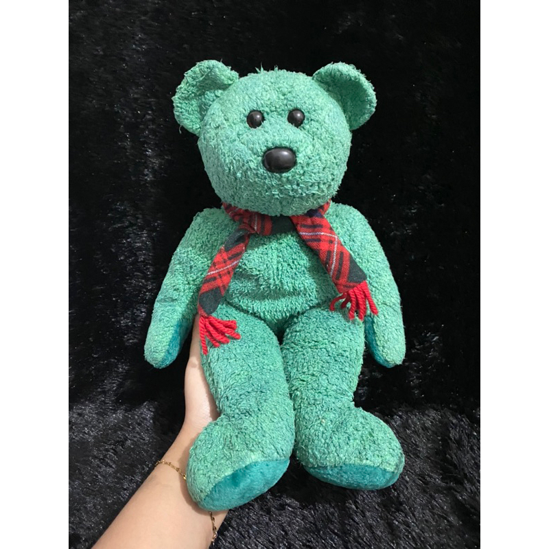 Boneka karakter Teddy Bear TY Hijau size 38cm original / Boneka Teddy Bear Hijau / Boneka Beruang sy