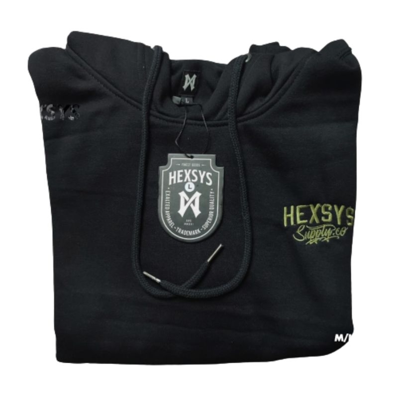 HEXSYS Hoodie Original Warna Hitam Bermotif (A1)