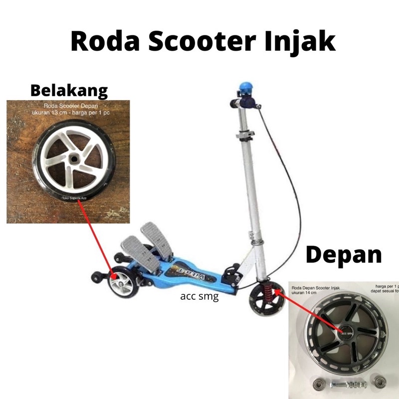 12.12 HARGA GROSIR Roda Scooter Injak belakang / Depan Original - roda ban skuter otoped anak pedal 
