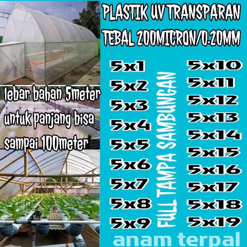 12.12 BIG SALE FASION plastik uv 200 micron lebar 5meter 