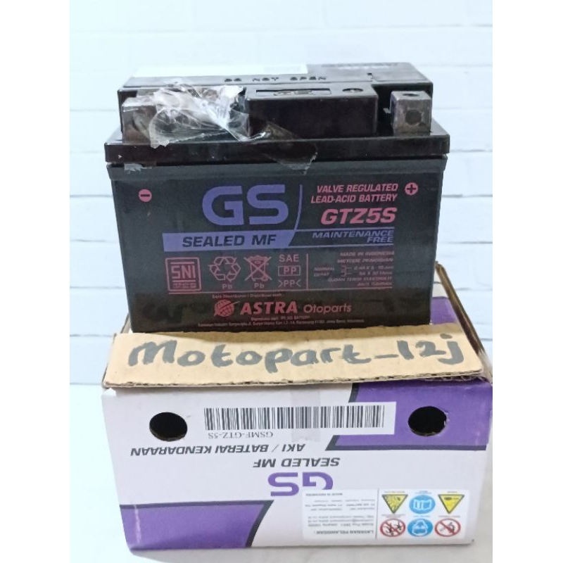 AKI GS GTZ5S 12V - AKI KERING MOTOR UNIVERSAL BEAT SCOOPY VARIO 110 GENIO REVO ABSOLUTE SUPRA X 125 