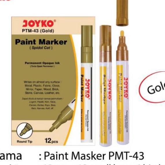 

Terupdate PAINT MARKER JOYKO PTM 43 GOLD/PAINT MARKER JOYKO PTM 37 WHITE/ SPIDOL CAT PUTIH / SPIDOL CAT EMAS ➳➵✻